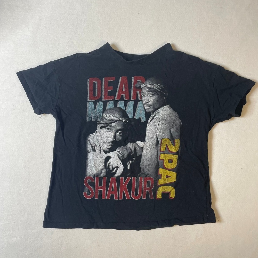2Pac Dear Mama Shakur T-Shirt Bravado XS Graphic Tee Black‎ Women's